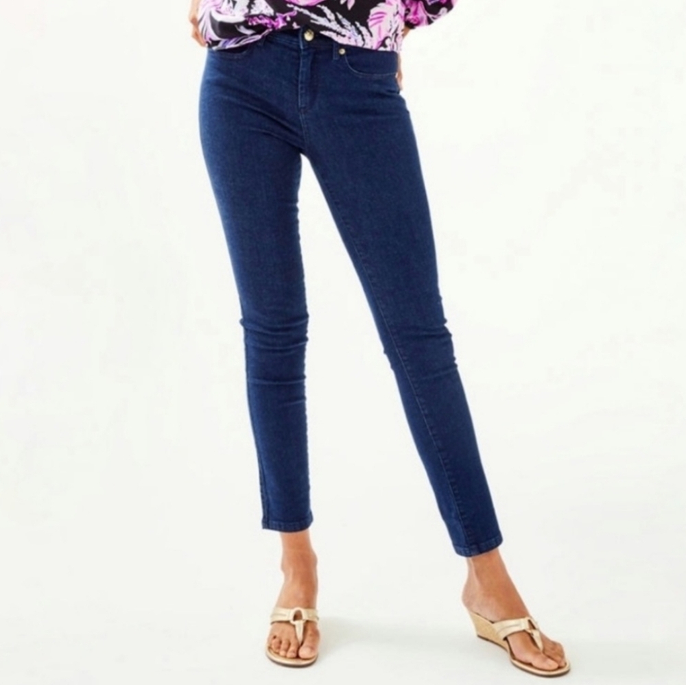 Lilly Pulitzer South Ocean High Rise Skinny Denim Jeans Cosmic Wash Size 2
